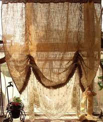 To dry the burlap after washing, lay it flat between two towels and put pressure on it to absorb the to avoid wrinkles and creases in your curtains, table runners, or table cloths, roll the burlap rather. Lave Souple Toile De Jute Rideau Personnalise Ballon Ficeler Burlap Curtains Shabby Chic Bathroom French Shabby Chic