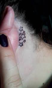 It is a layer of the three shooting star tattoo behind ear starting from big to small size. 65 Beautiful Star Tattoo Designs With Meaning