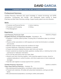 Shoprite Pharmacy At Doylestown Hospital Lead Pharmacy Technician Cpht Resume Sample Resumehelp