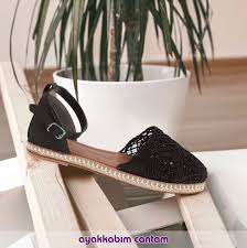 Orgu Hasir Espadril Sandalet Sandalet Terlik Kadin