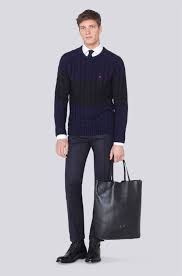 Men S Navy Cable Sweater White Dress Shirt Black Dress Pants Black Leather Casual Boots Jackets Men Fashion Mens Fashion Business Casual Dress Shirt And Tie