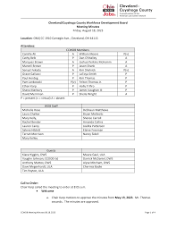 August 18, 2023 Cleveland/Cuyahoga County Workforce Development Board  Meeting Minutes