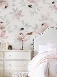 Floral Mural Wall Art Wallpaper Peel And Stick Contemporary Wallpaper By Simple Shapes  floral wallpaper wall mural flower, pink and watercolor paint.