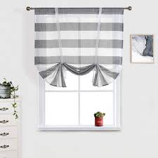 Check spelling or type a new query. Striped Bathroomtie Up Curtain Grey And White Rugby Stripes Kitchen Valance For Window Light Gray Semi Sheer Balloon Shades Curtains For Modern Famhouse Living Room Bedroom Small Windows 46x63 Inch Buy Online