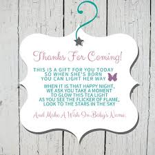 Not all baby shower invitations need to be decorative or frilly. The Favor Tag I Used For Our Wish Upon A Candle Baby Sprinkle Favor Tied It To A Small Tea Baby Shower Candles Baby Shower Candle Favors Baby Sprinkle Favors