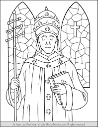 Saint Pope Leo The Great Coloring Page The Catholic Kid Catholic Coloring Saint Coloring Pope Leo