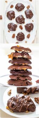 4 cups chopped pecans (453g) · 18 ounces soft caramels, such as kraft (518g) · 2 tablespoons water (30 ml) · 2 cups 60% cacao chocolate chips (346g) . Homemade Chocolate Turtles With Pecans Caramel Averie Cooks