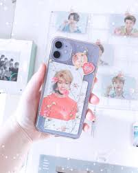Izzy On Instagram Lol Another Phone Post But This Time I Put Jimins Her V Version Pc In The Back Alon Diy Phone Case Homemade Phone Cases Kpop Phone Cases