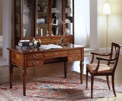 53.19 x 22.64 x 29.8 inches: Classic Cherry Wood Desk Inlaid Top 5 Drawers Idfdesign