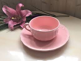 Grande Tasse A Chocolat Petit Dejeuner Rose Boudoir En Salins Etsy Tea Cups Tableware Glassware