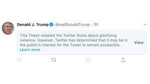 Последние твиты от donald j. Twitter Restricts New Trump Tweet For Glorifying Violence The Verge