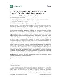 So, other than your usual source of incomes, where else you can park your money and get a higher return? Pdf An Empirical Study On The Determinants Of An Investor S Decision In Unit Trust Investment