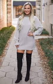 Twisted Winter Sweater Dress Winter Sweater Dresses Sweaters Over The Knee Boot Outfit