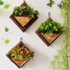 Wall Hanging Flower Pots Wooden Flower Container Wood Ornamental Hanging Baskets Wall Mount Flowerpot Hanging Flower Pots Hanging Flower Baskets Wooden Flowers