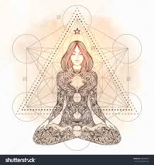 Https Image Shutterstock Com Z Stock Vector Sacred Geometry Woman Ornate Silhouette Sitting In Lotus Pose Meditation Aura And Chakra Namaste Sirenas Budistas