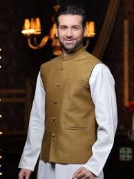 Stylish Waistcoat Designs 2017 For Men In Brown Color Stylish Waistcoats Waistcoat Designs Mens Shalwar Kameez