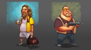 A subtle move of one of the big lebowski's legs hints that even that might be a lie. The Big Lebowski The Dude Walter Sobchak Movies Big Lebowski Gun Illustration 1920x1080 Wallpaper Teahub Io