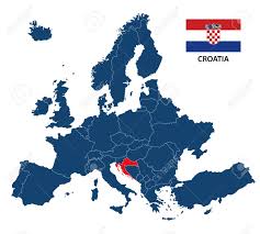 It borders slovenia to the northwest, hungary to the northeast, serbia to the east, bosnia and herzegovina and montenegro to the southeast, and shares a maritime border with italy to the west and southwest. Vector Illustration Of A Map Of Europe With Highlighted Croatia Royalty Free Cliparts Vectors And Stock Illustration Image 90135220
