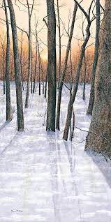 Bare Trees At Sunset Winter Landscape Bare Tree Sunset Painting