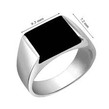 Sterling Silver Rhodium Plated Rectangle Black Onyx Solitaire Wedding Men Ring Antique Mens Rings Rings For Men Wedding Men