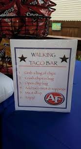 A taco bar can be one of the easiest ways to entertain a crowd of fussy eaters and serve healthy food. Walking Taco Bar For Graduation Party Was A Big Hit With Guests Graduation Party Foods Fo Graduation Party Foods Graduation Party College Graduation Parties