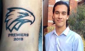 May 29, 2021 · west coast could be without crucial midfielder tim kelly for several weeks after he joined a growing injury list full of stars with a medial ligament injury on saturday night. Confident West Coast Eagles Fan Has Club Logo And Premiers 2018 Inked Ahead Of Grand Final Daily Mail Online