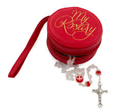 Amazon.co.jp: 堅信礼ロザリオケース ギフト クリスタルクリア 聖霊 シルバートーン ロザリオ ラウンドレッド ファスナー付きロザリオケース  : Clothing, Shoes & Jewelry