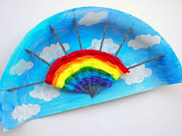 Start the paper plate weaving. Rainbow Paper Plate Weaving Project Pink Stripey Socks