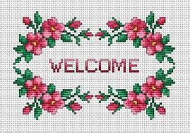 A selection of cross stitch designs with a welcoming message, ranging from the simple straightforward welcome to the classic home sweet home and many friendly and welcoming phrases as in our. Welcome Pattern Kanavice Gul Capraz Dikis Kartlari Kanavice Ornekleri