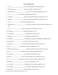 stem changing verbs 2 worksheet