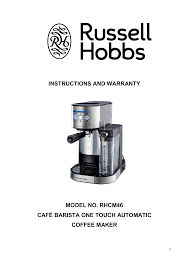 Coffee espresso machines including mr. User Manual Russell Hobbs Manualzz