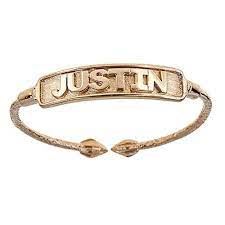14k gold 6 anchor link child id bracelet 6 inches. Name Plate West Indian Baby Bangle 10k Yellow Gold Betterjewelry