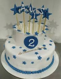 Gateau Pateasucre Anniversaire Bleu Etoiles Pour Les 2 Ans D Anis Macaron Gateau Pate A Sucre