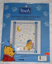 11 x 14 (27.9 x 35.6 cm) here's a new and unopened complete stamped crosstitch kit entitled toy box boy birth announcement. Disney Winnie The Pooh Counted Cross Stitch Birth Announcement Chart Cross Stitch Birth Cross Stitch Counted Cross Stitch