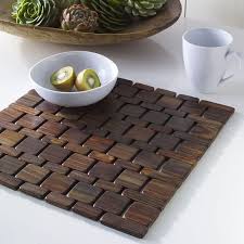 Creative Idea Modern Dining Table Set With Dark Brown Wood Tile Placemat Near Planter Centerpieces 12 Asian Wooden Placem Wood Tile Placemats Natural Placemats