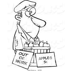 Just adding to it, and selling the actual page you took out of a coloring book. Vector Of A Cartoon Homeless Man Trying To Sell Apples Outlined Coloring Page By Toonaday 24702