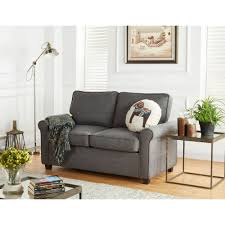 Mainstays Traditional Loveseat Sleeper With Memory Foam Mattress Gray Walmart Com Loveseat Sleeper Twin Memory Foam Mattress Traditional Loveseat