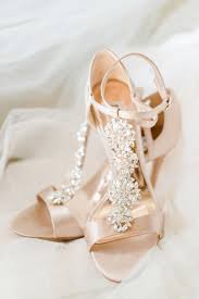 A Monique Lhuillier Ballgown Made This Bride A Real Life Princess Bridal Shoes Bride Shoes Embellished Heels