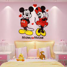 Therefore, wait no longer for choosing this design to embellish the bedroom of your kids. Bedroom Decoration Wedding Room Layout Bed Mickey Mouse Cartoon Wall Stickers Children Background Wallpaper Painting 3d