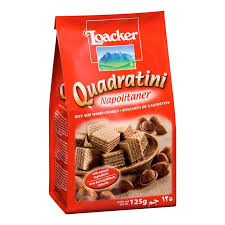 Crispy wafers with hazelnut cream filling (75%). Loacker Quadratini Wafer Napolitaner Falcon Fresh Online