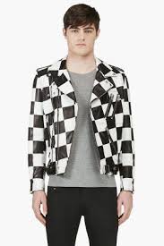 Black And White Checkered Leather Jacket Saint Laurent Black White Check Walt Jabsco Biker Jacket New Life Goal Own This Jacket Leather Jacket Men Mens Streetwear Designer Leather Jackets