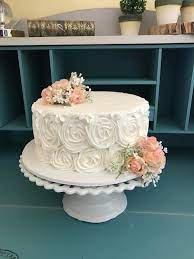 Two Tier Faux Fake Wedding Cake Fake Wedding Cakes Rosette Cake Wedding Simple Wedding Cake