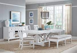 Plushly upholstered seat cushions in a practical polyfiber make it a pleasure to linger at the table. White Dining Room Table Bench Off 63