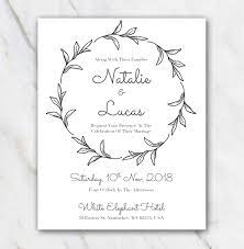 Black White Leaves Wedding Invitation Template Black And White Wedding Invitations Invitations White Wedding Invitation Templates