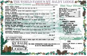 The small cabins hold a maximum of 2 people and the larger cabins hold a maximum of 4 people. Mt Baldy Lodge Menu In Mt Baldy California Usa