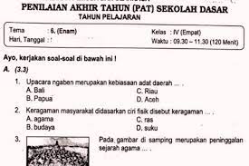Perlu diketahui, bahwa istilah pat merupakan istilah yang digunakan dalam kurikulum 2013 untuk menggantikan istilah ulangan kenaikan kelas (ukk) pada kurikulum 2006. Soal Ulangan Kelas 4 Tema 6 Kurikulum 2013 Sekolahdasar Net