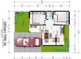 Pada contoh denah type rumah 36 di atas bisa kita lihat ada 2 kamar tidur dengan ruang tamu yang menyatu dengan ruang keluarga. Penjelasan Ukuran Dan Harga Rumah Type 36