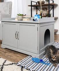 Large Wooden Cat Litter Box Enclosure Cabinet Side Table W Magazine Rack Litter Box Enclosure Wooden Cat Litter Box