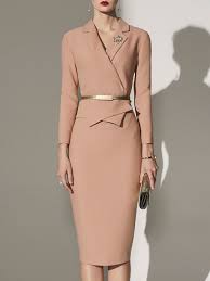 Stylewe Cocktail Dresses Long Sleeve Bodycon Dresses Cocktail Bodycon Lapel Folds Elegant D Elegant Midi Dresses Long Sleeve Cocktail Dress Long Sleeve Bodycon