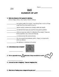 For this quiz, you must comprehend what abstract art is, what an architect does, balance in art, and cool and warm colors. Elements Of Art Quiz Worksheets Teaching Resources Tpt
